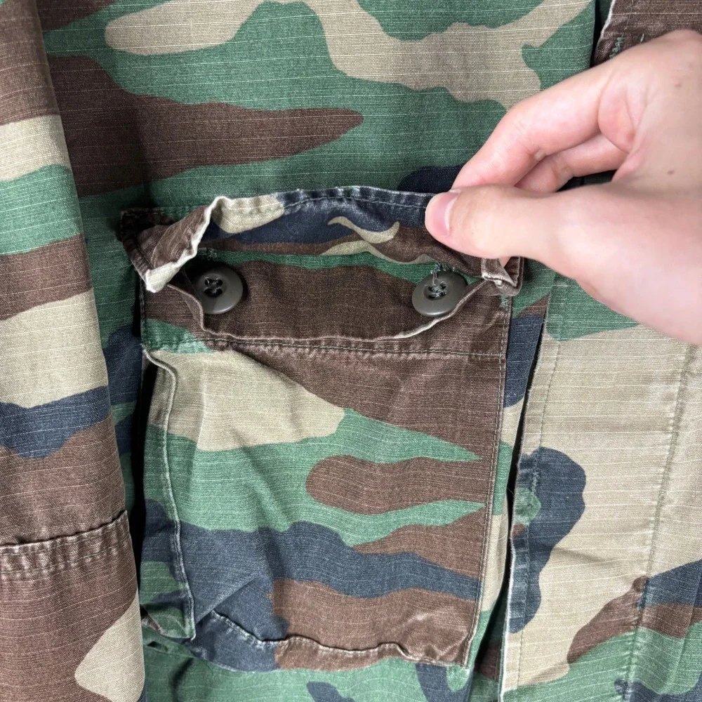 US Military Woodland Camo BDU Field Jacket Ripstop Large Regular Utility Work